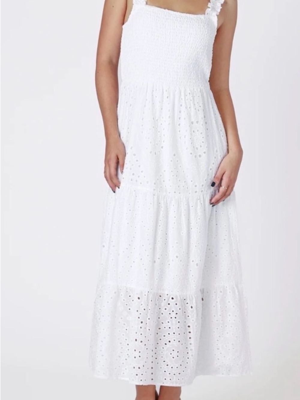 Women’s White Eyelet Maxi Dress - Breezy Summer Style